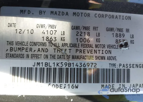 2011 Mazda Mazda3 S Sport from USA, damaged, VIN JM1BL1K59B1436972